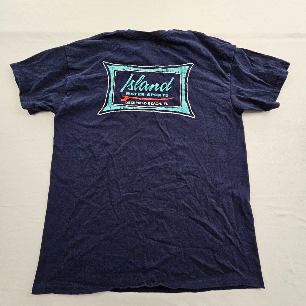 Island Water Sports Deerfield Beach FL Blue Short Sleeve Cotton T-Shirt Men's L